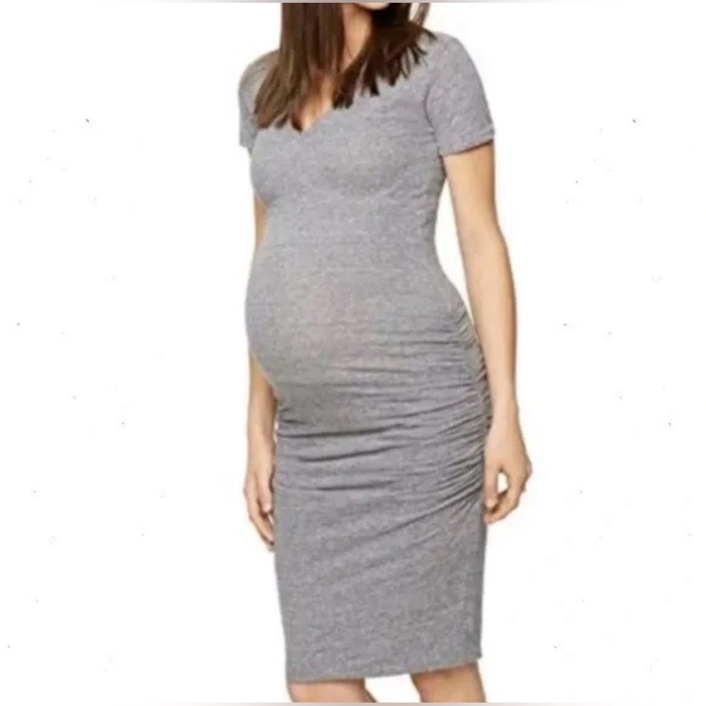 Monrow Maternity ruched side dress in a gray